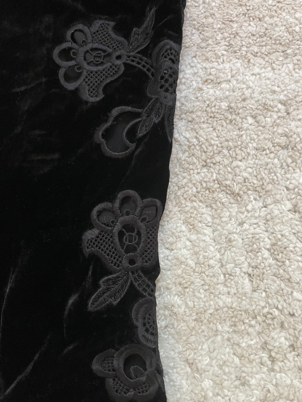 Sandro Black Velvet Sleeveless Jumpsuit with Floral Side Detail Size 6 - Picture 11 of 15